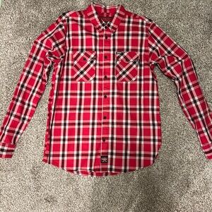 DIXXON FLANNEL FURNACE DXN/FR Red, Black, and White Plaid Men's Shirt.